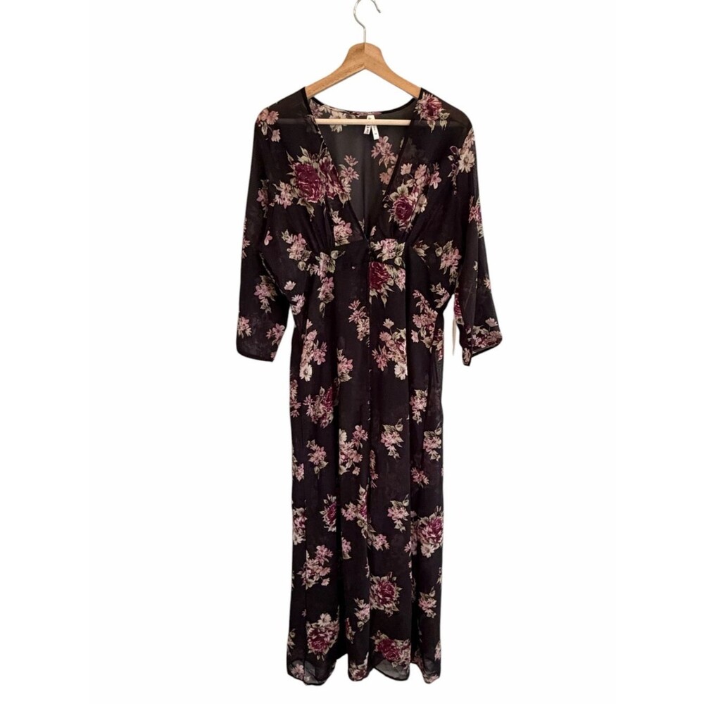 Live 4 Truth Womens Sheer Floral Duster Kimono Sz XL Boho Festival Whimsigoth